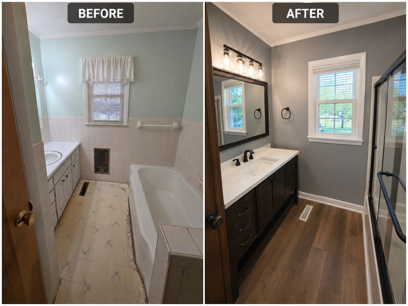 Bathroom before and after